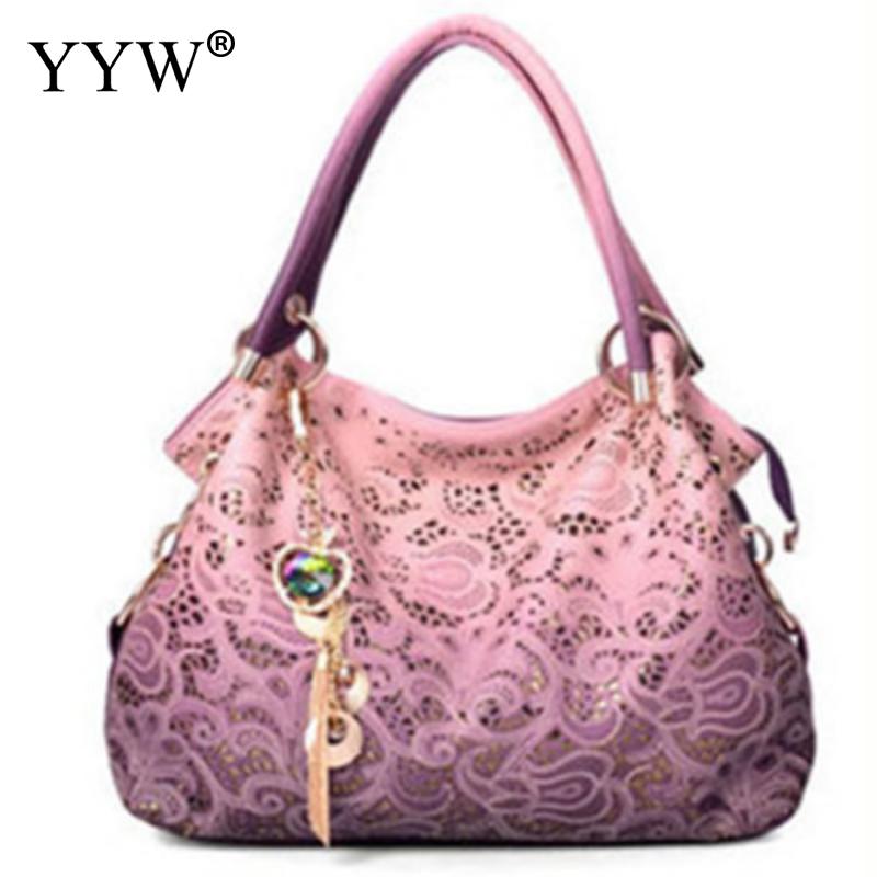 

Totes Women Bag Hollow Out Vintage Handbag Floral Print Shoulder Bags Ladies Pu Leather Tote Red/Gray/Blue