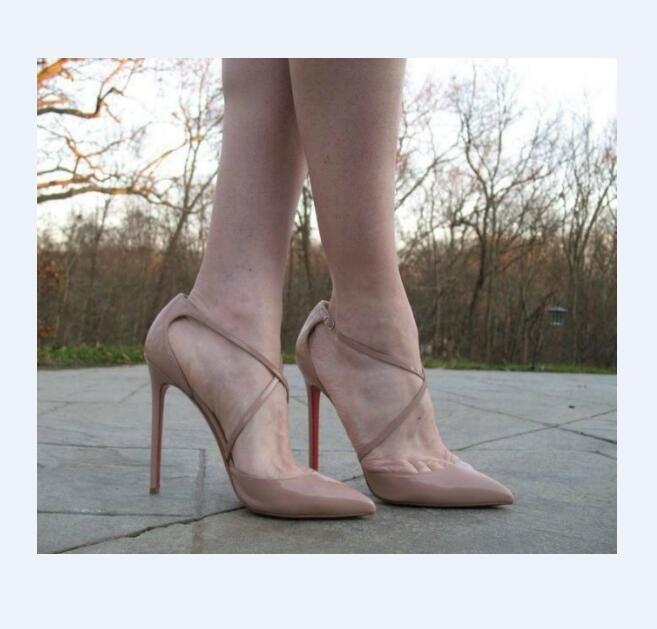 

With Box Sexy bridal wedding shoes Woman Buckle Strap Rivet Sandals High-heeled cross pointed heels Pumps Fashion shoes Single High heels, White