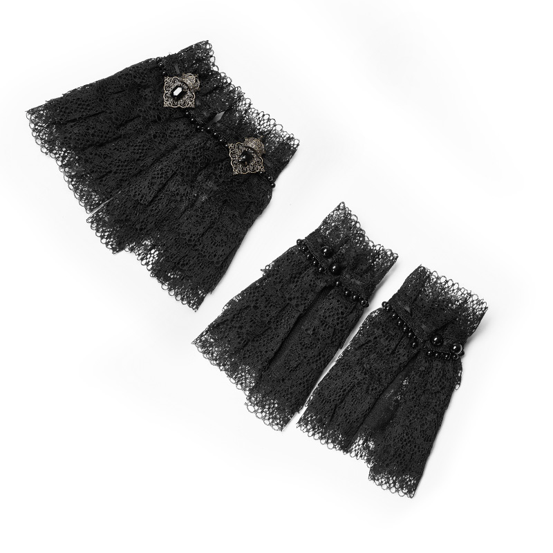 

PUNK RAVE Women's Steampunk Lace Glove Lace Mesh Bronze Pattern Evening Party Stage Performance Fingerless Gloves