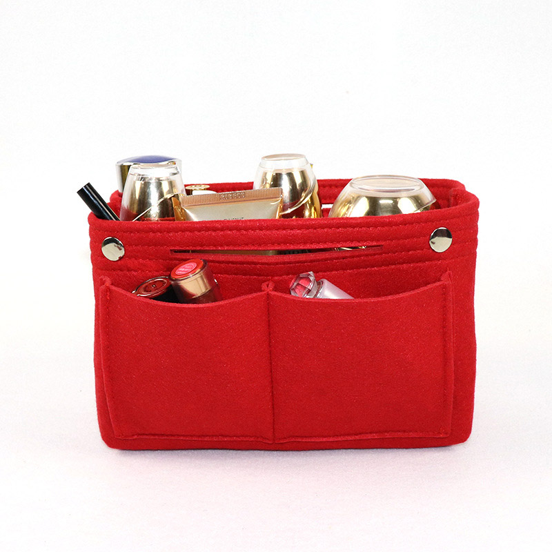 

Felt Insert Purse Organizer Handbag Foldable Cosmetic Travel Bag for Women HSJ88, Gray