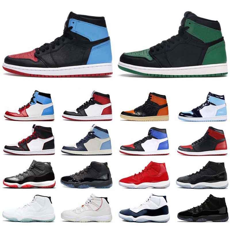 

Men basketball shoes 1s high OG UNC to Chicago Pine Green Travis Scotts 1 bred 11s concord space jam jumpman women sports sneaker, 15 not for resale