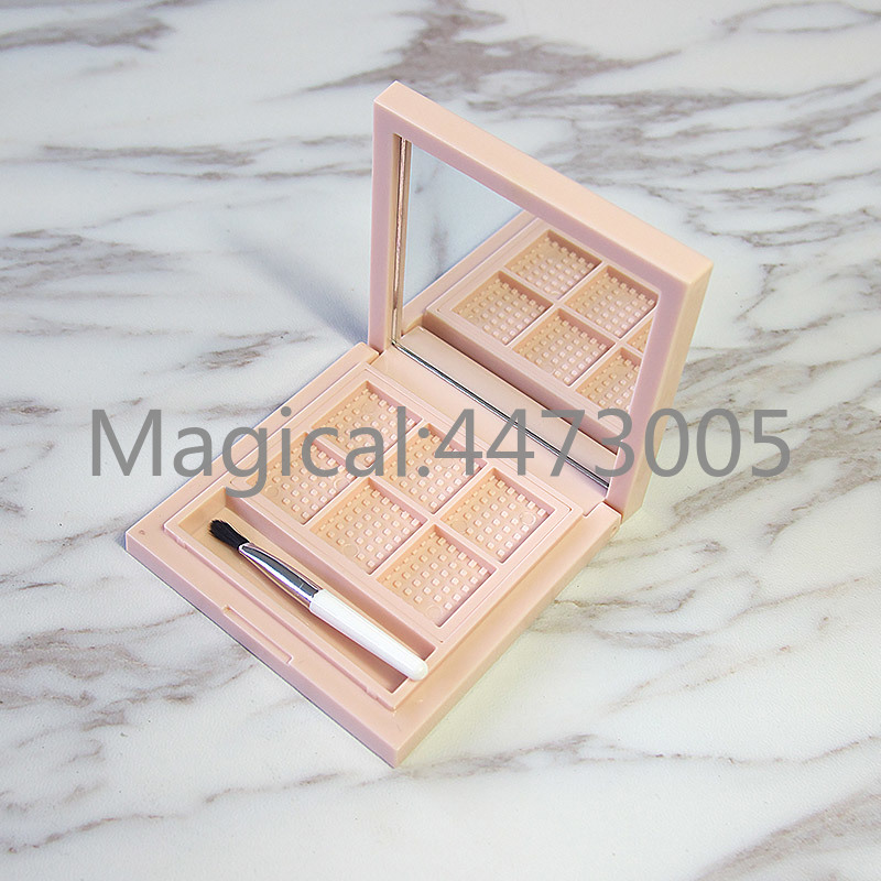 

30pcs/lot Pink Empty Square Eyeshadow Case Cosmetic Lipstick Container 4 & 6 Grids with mirror brush aluminum pan Compact