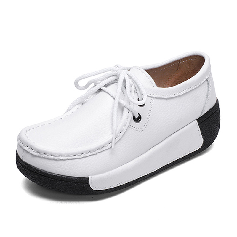 

Women comfortable leather single girls fashion leisure the ms airtight shoe breathable leather shoes can bulk order, Black