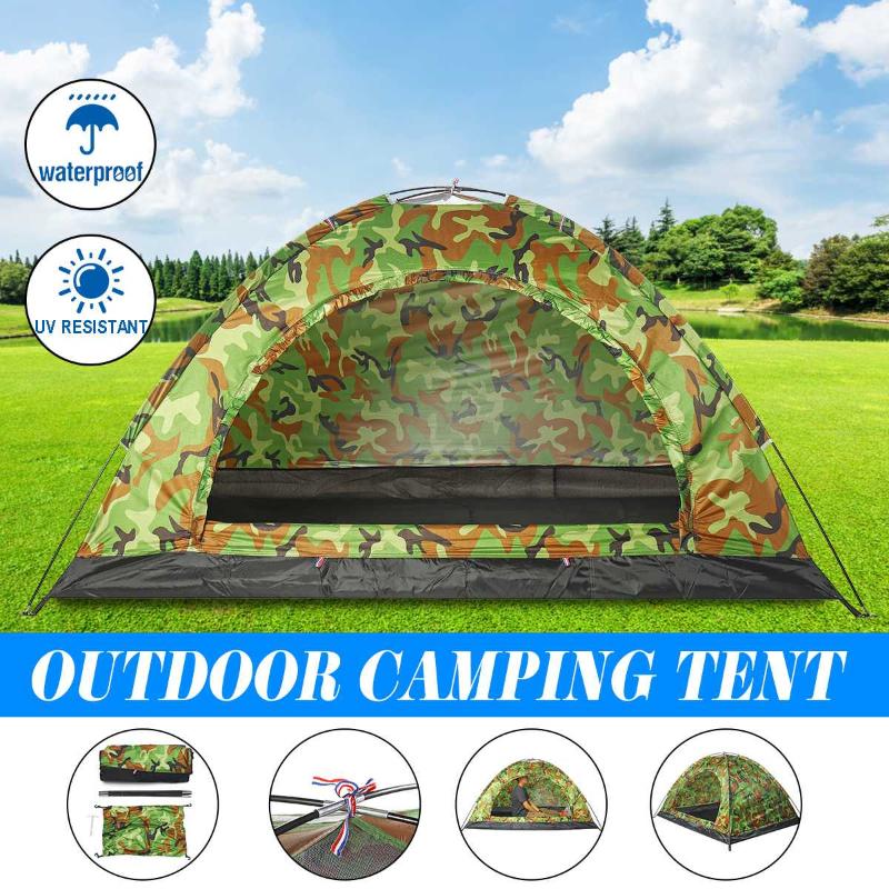 

190T Tent Outdoor 1-2 Persons Waterproof Tent UV Sunshade Protect Camping Hiking Fishing Hiking Portable Camouflage Zipper