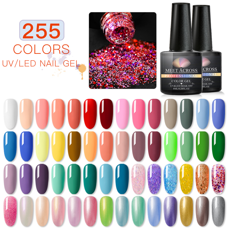 

Mtssii 255 Colors UV LED Nail Gel Polish Long Lasting Pure Sequins Nail Art Lacquer Shiny Glitter Solid Varnish For Manicure Set, W3114