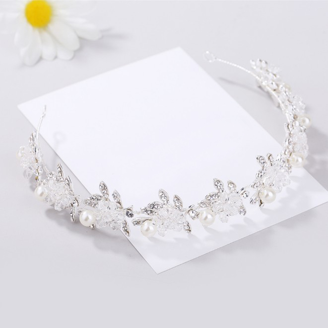 

Handmade Elegant Simple Pearl Wedding Headbands Beaded Women Hair Band Bridal Hairpiece For Bride Hair Accessories