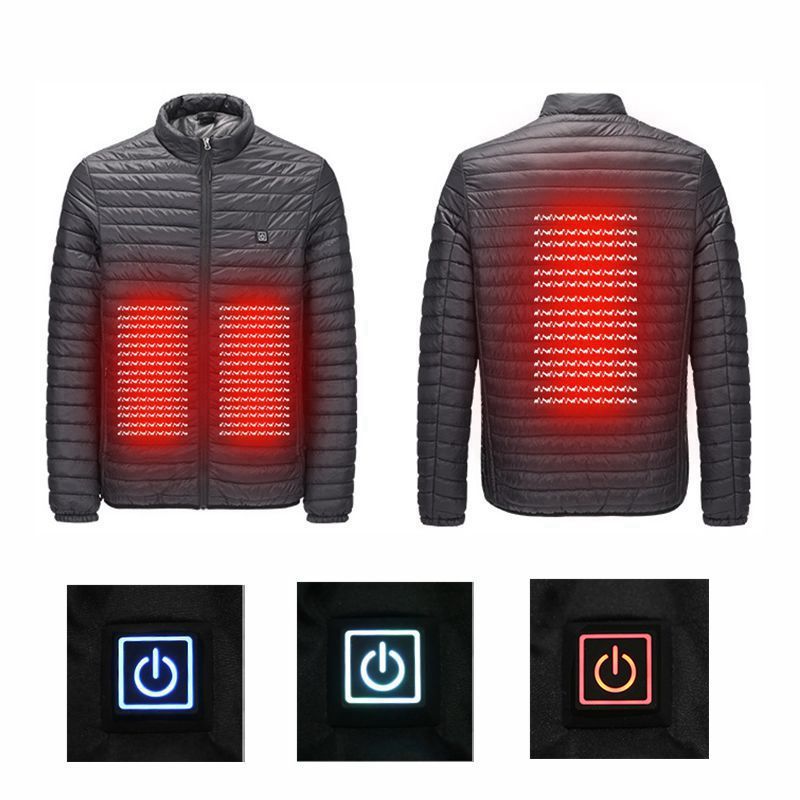 

Hot 25-35-45 Degree 3 Speed USB Infrared Heating Jacket Men Women Winter Outdoor Camping Hiking Electric Thermal Down Warm Coats, Black