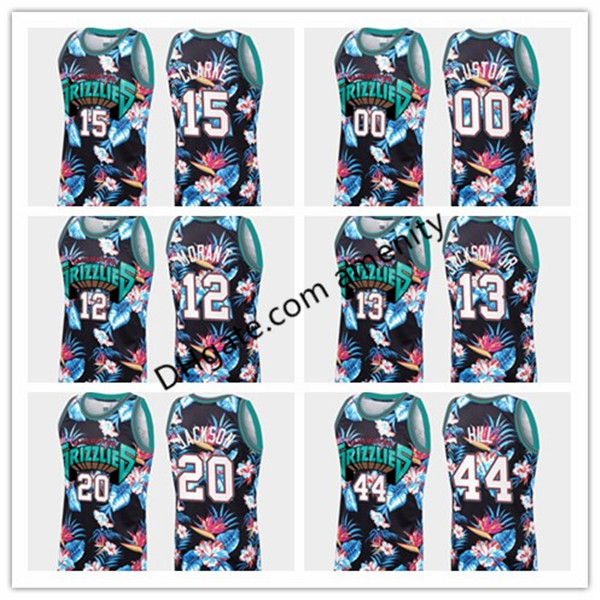 

men custom Grizzlies Memphis 12 Morant 13 Jackson Jr 15 Clarke 11 Conley basketball jerseys Ja Jaren Mike floral fashion jersey