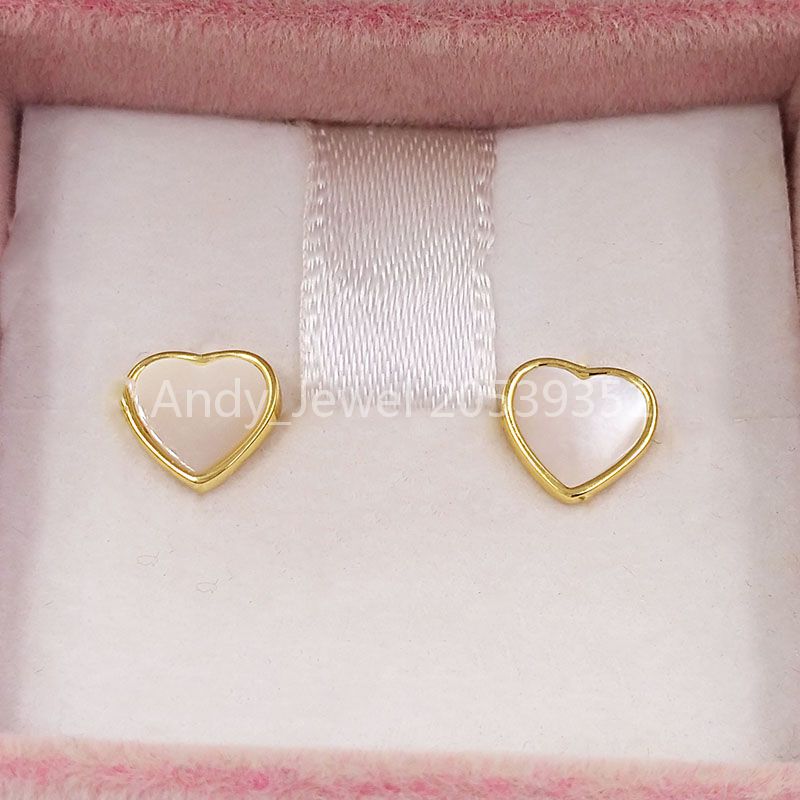 

Bear Jewelry 925 Sterling Silver earrings Gold And Mother-Of-Parel Xxs Heart Earrings Ref Fits European Jewelry Style Gift 812783000