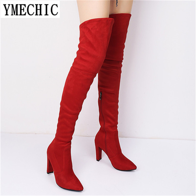 

YMECHIC 2020 Lady's Autumn Winter Stretch High Heels Pointed Toe Over The Knee High Tall Long Ridding Boots Women Shoes Big Size, Black