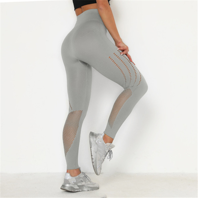 

Sexy Push Up Yoga Pants Seamless Women High Waist Leggings Hollow Out Workout Running Sport Seamless Fitness Trainning Wear, Black