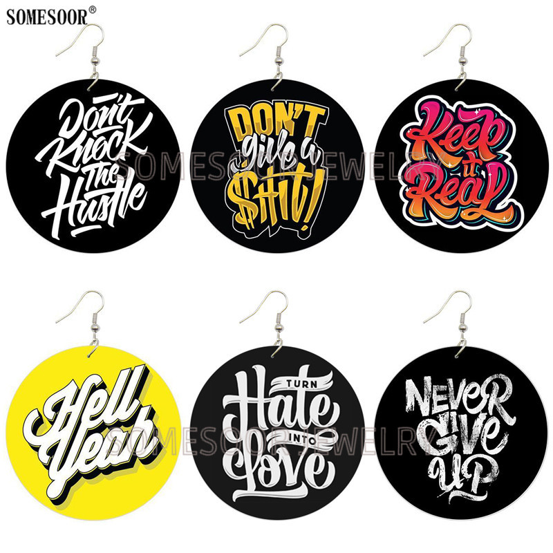 

Double-sided printing]Hot selling European and American fashion African 549 wooden earrings, Silver