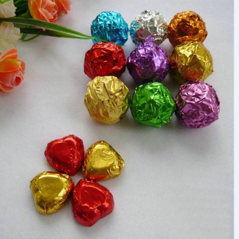 

300Pcs/ Lot 15*15cm Multi Colored Foil Wrapper For Chocolates Sweetmeats 5.9"x5.9" Party Packing Paper Square Colorful Tin Foil