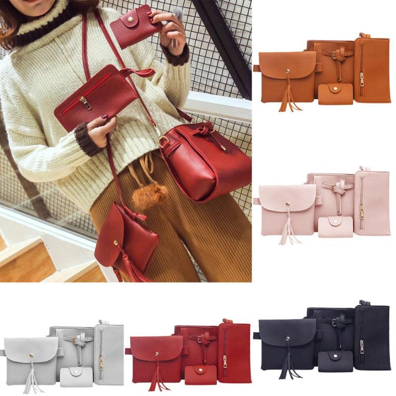 

New Arrival Woman bag 2020 New Fashion Four-Piece Shoulder Bag Messenger Wallet Handbag Dropshipping#XP25, Brown