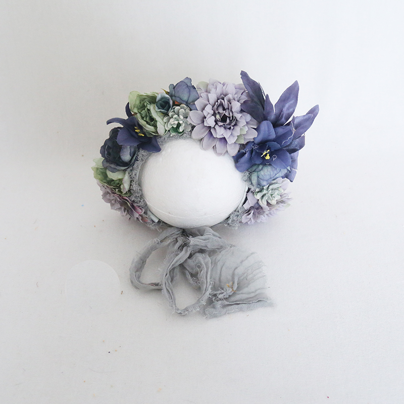 

Handmade Floral BonnetBaby Photography Prop Lovely Set Of Lace Hat Vintage Flower Bonnet Prop, As photo