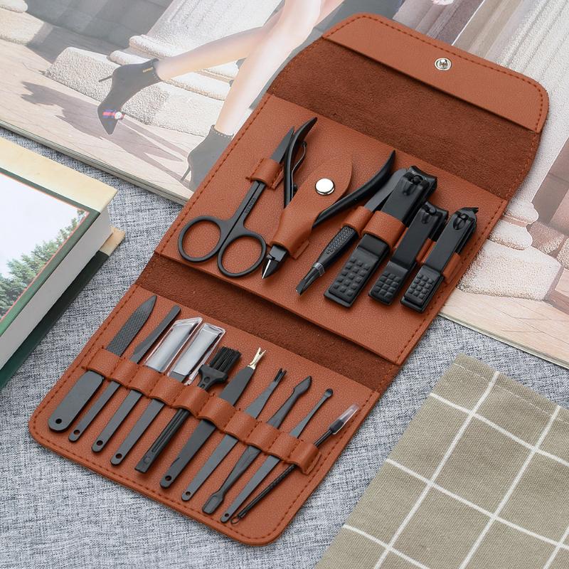 

YBLNTEK 16PCS Manicure Set Nail Cuticle Pusher Remover Clipper Scissor Nipper Tweezer Picker Pedicure Nail Art Tools Kit Case