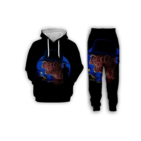 

New Fashion Mens/Womens A Nightmare on Elm Street Freddy Krueger Funny 3D Print Casual Hoodie+Pants S289, The colors on the picture