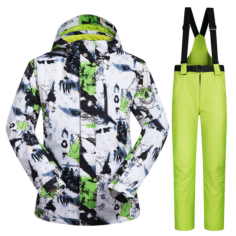 

Ski suit men's suit waterproof thickening warm, Black