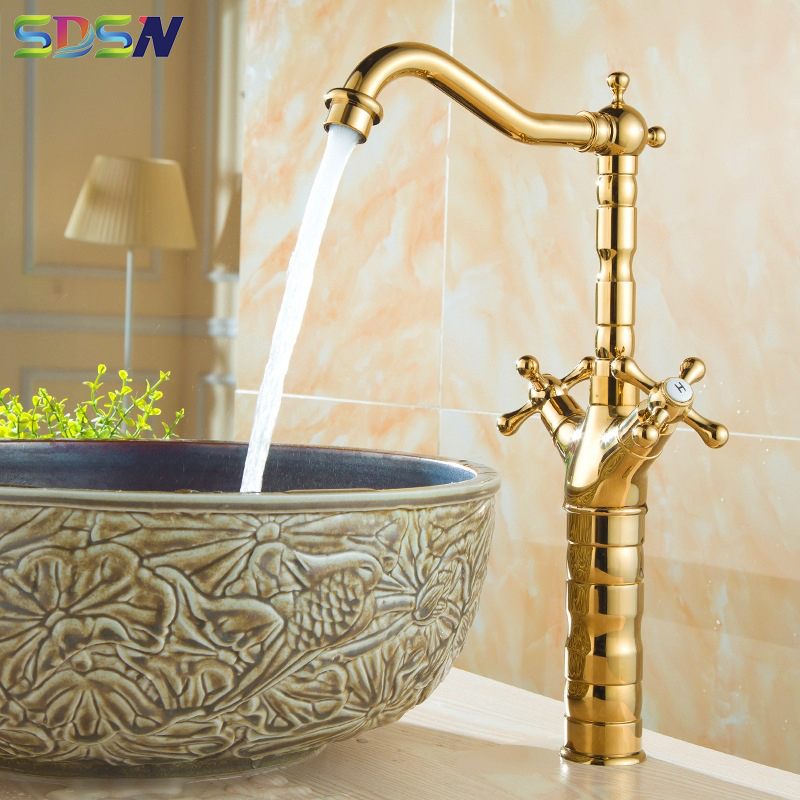 

SDSN Kitchen Faucet Mixers Tall Gold Basin Water-taps European Stylish Toilet Sink Faucet-mixers Brass Bathroom Sink-tap Faucet
