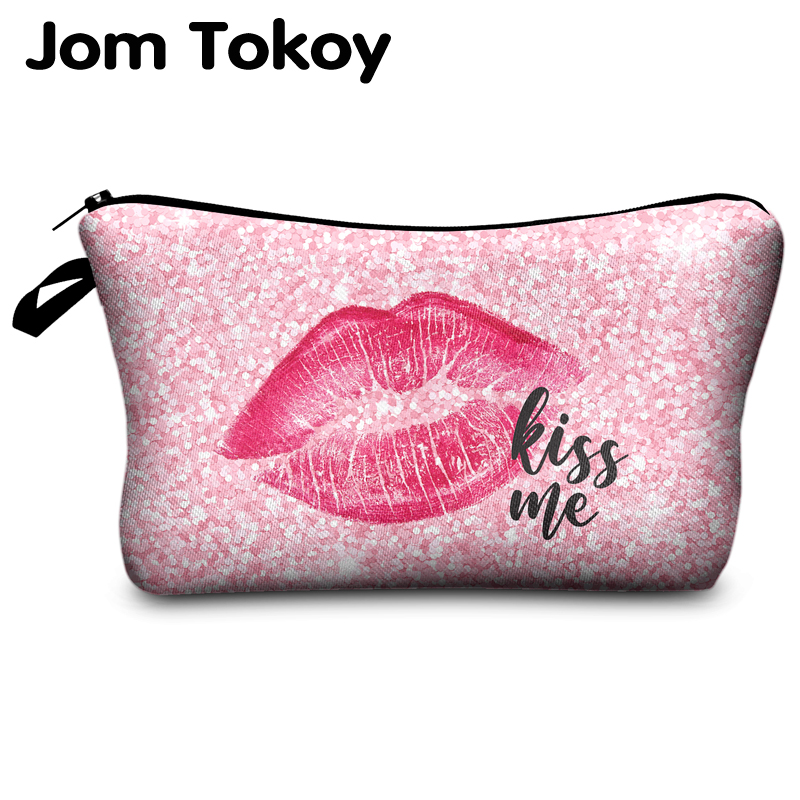 

Jomtokoy Kiss Me Printing Pattern Cosmetic Bag Travel Toiletry Storage Bag Beauty Makeup Cosmetic Organizer Hot Sale