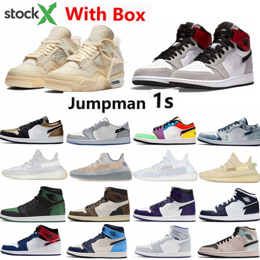 

2020 With Box Jumpman 1 1s Mens Basketball Shoes Light Smoke Grey UNC Fearless Turbo Green Chicago Sports Trainers Sneakers, 38