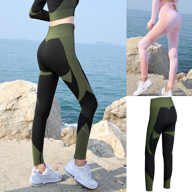 

Women High Waist GYM Yoga Pant Black Sport Wear Seamless Squat Proof Tummy Control Tights Fitness Booty Workout Leggings, Green