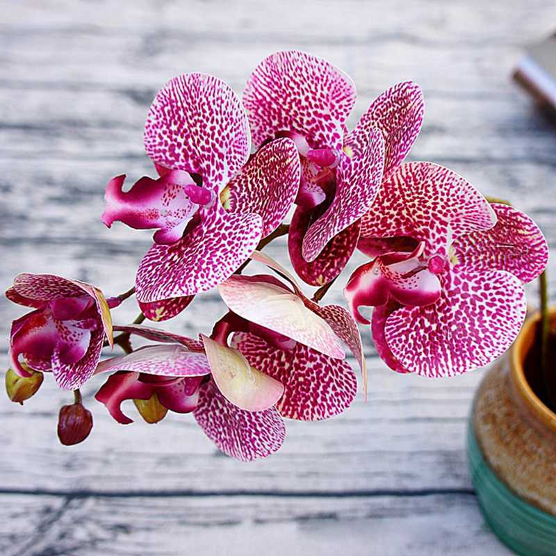

3D Artificial Butterfly Orchid Flowers Fake Moth Flower for Home Wedding DIY Decoration Real Touch Home Decor, Pink