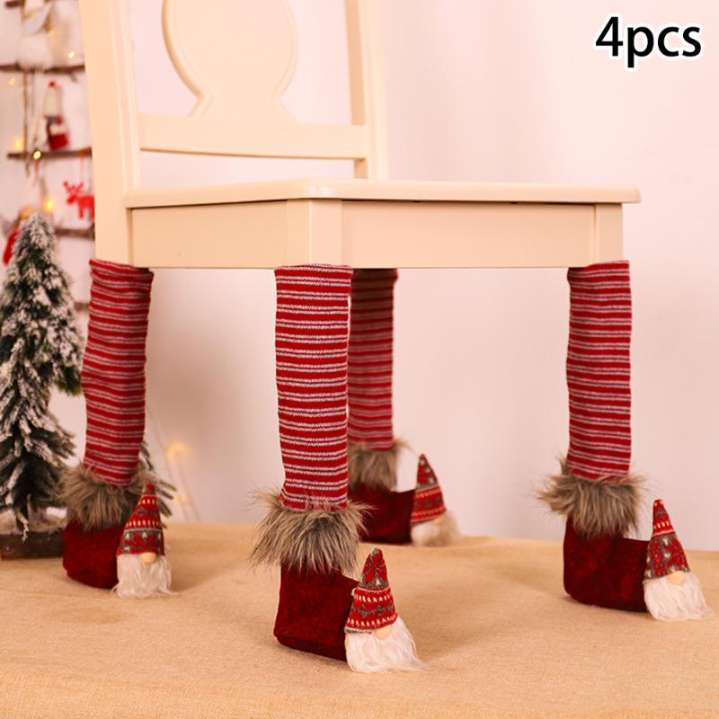 

4Pcs Christmas Dining Hall Bar Table Chair Cover Leg Covers Xmas Decoration Christmas Decorations Party Supplies