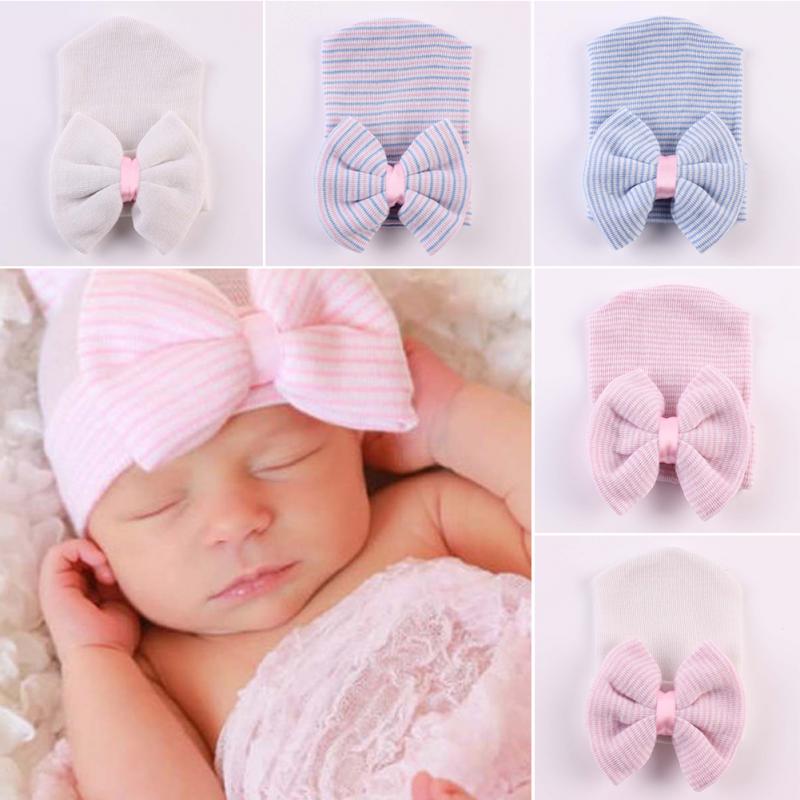 

New Lovely Cute Newborn Toddler Infant Baby Hat Girl Comfy Big Bowknot Caps Warm Beanie Hat Head Accessories, 01