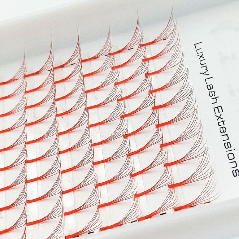 

2020 RED Color False Eyelash 7D Russian Volume Eyelashes Extension Pre made Fans Lash Eyelash Individual Extensions