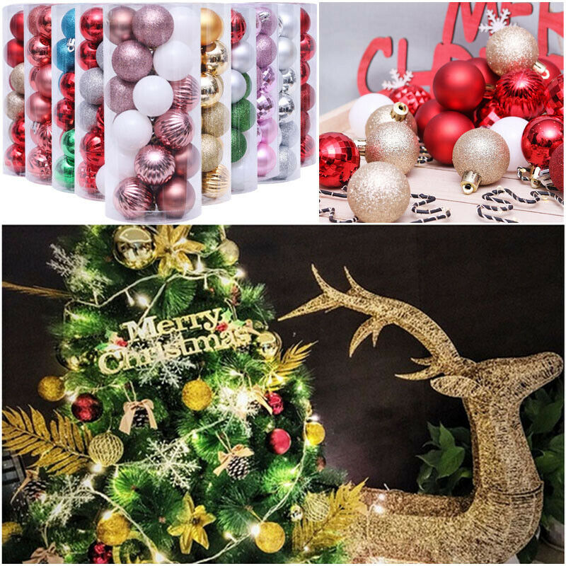 

2020 Christmas 24 pcs 40mm Xmas Tree Balls Baubles Hanging Home Party Ornament Decor Glitter Christmas Baubles Hanging Decor