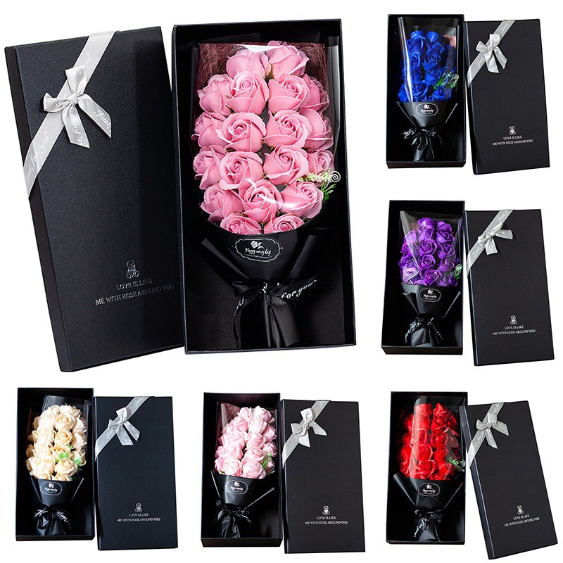 

Soap Rose Gift Ornaments Box 2 Storeys Necklace Jewelry Box 9/12/16PCs Flower Rose Valentine's Day Wedding Party Gift