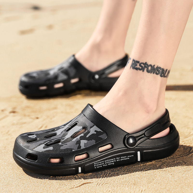 

Men Causal Summer Sandals Causal EVA Garden Beach Sandals Soft Memory Foam Shoes Male Beach Slippers Big Size, Beige