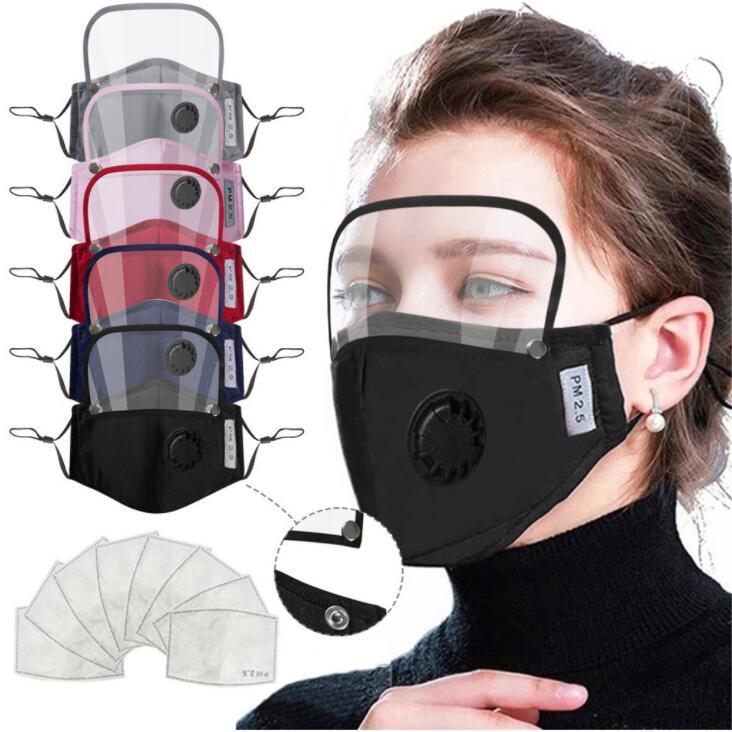 

In Stock ! Fast Shipping New Designer Face Mask With Eye Shield Washable 2 Layers Cotton Facemask With Slot People Protective Mask