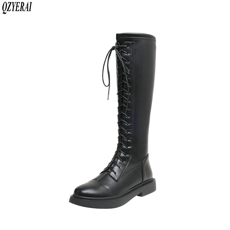 

2021Knee high boots Genuine leather Women boots Warm winter fashion Motorcycle Knight snow Women shoes, Rosy red
