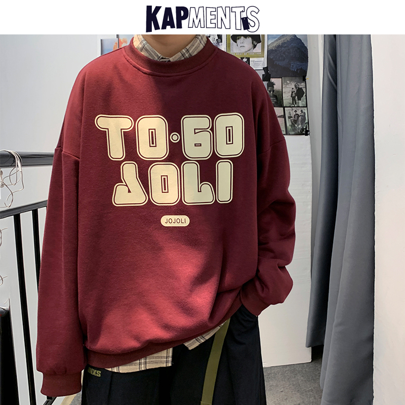 

KAPMENTS Letter Hip Hop Japanese Streetwear Hoodies For Men 2020 Mens Harajuku Kpop Sweatshirts Couple Korean Pullover Clothing, Black