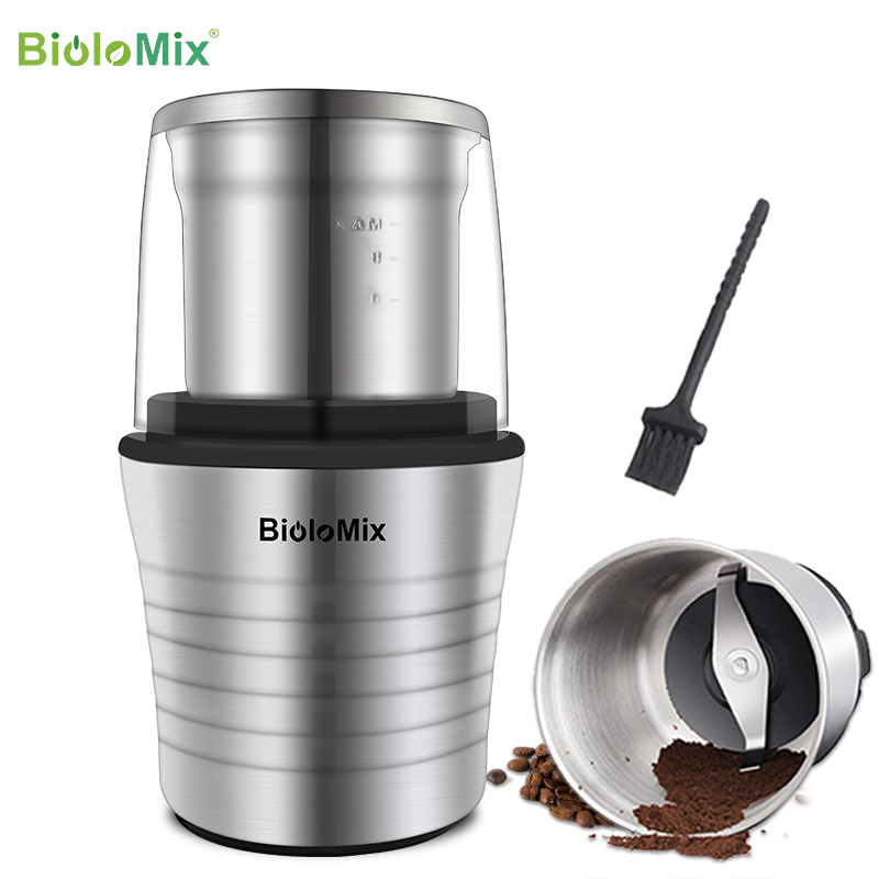 

2-in-1 Wet and Dry Double Cups 300W Electric Spices and Coffee Bean Grinder Stainless Steel Body Miller Blades