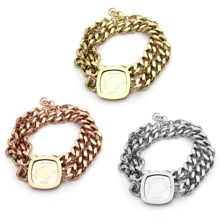 

2020 fashion mens bracelets square double-sided lettered bracelets stainless steel jewelry brand bracelets luxury designer bangles
