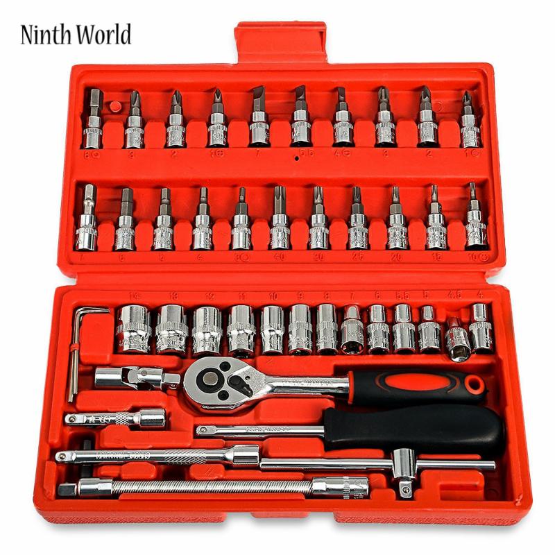 

46 in 1 Carbon steel car ratchet wrench set 1/4" 4-14 mm Sleeve For Car Motorcycle Bicycle Repair Tools