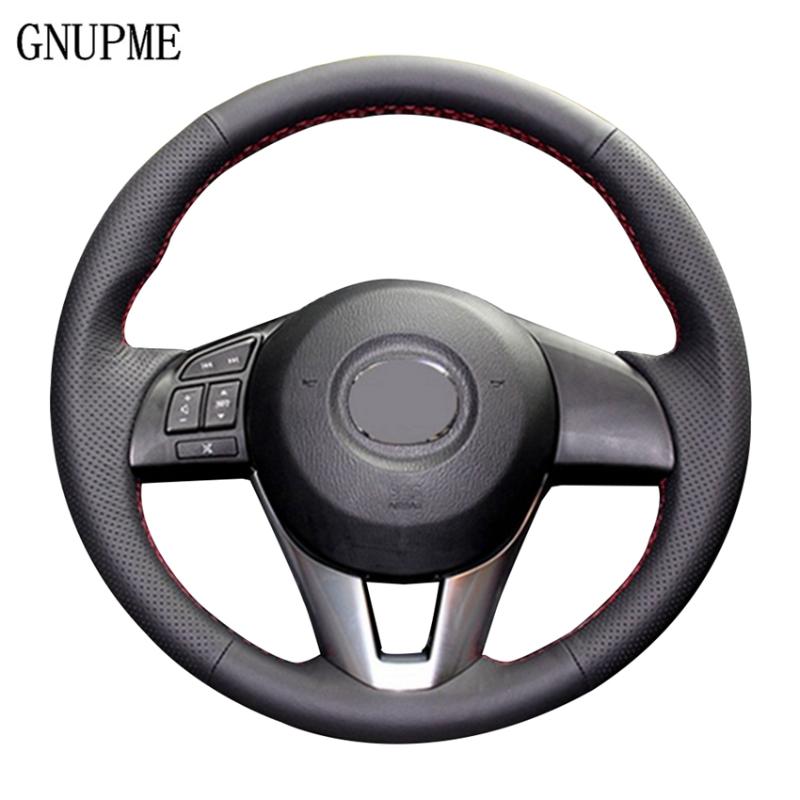 

DIY Black Car Steering Wheel Cover Sofe Artificial Leather Steering Cover for CX-5 CX5 Atenza 2014 New 3 CX-3 2020