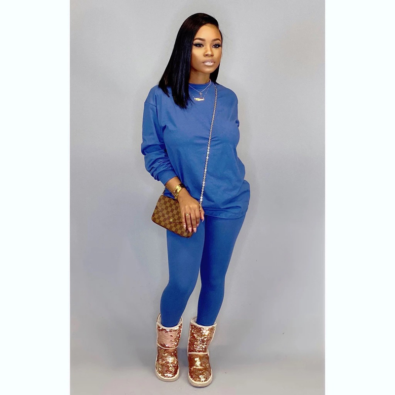 

Women' 2 Piece Tracksuit Set Long Sleeve Crew Neck Loose Top + Bodycon Pants Set Loungewear Sport Clothes For Women, Black