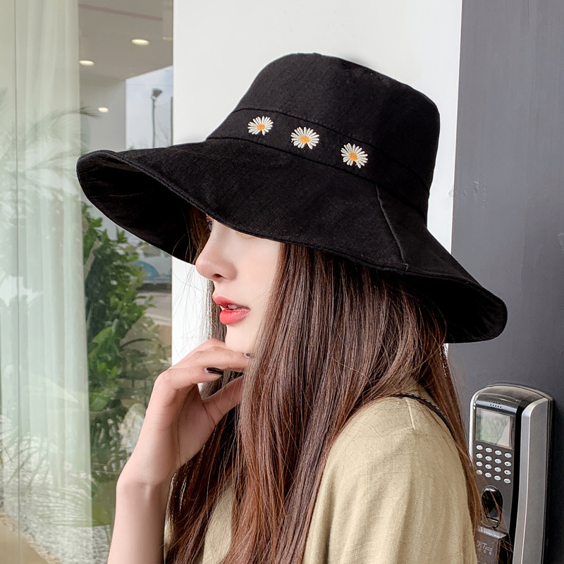 

Female Summer sun hat fisherman hat Harajuku Port wind student tide card show face small big eaves cloth