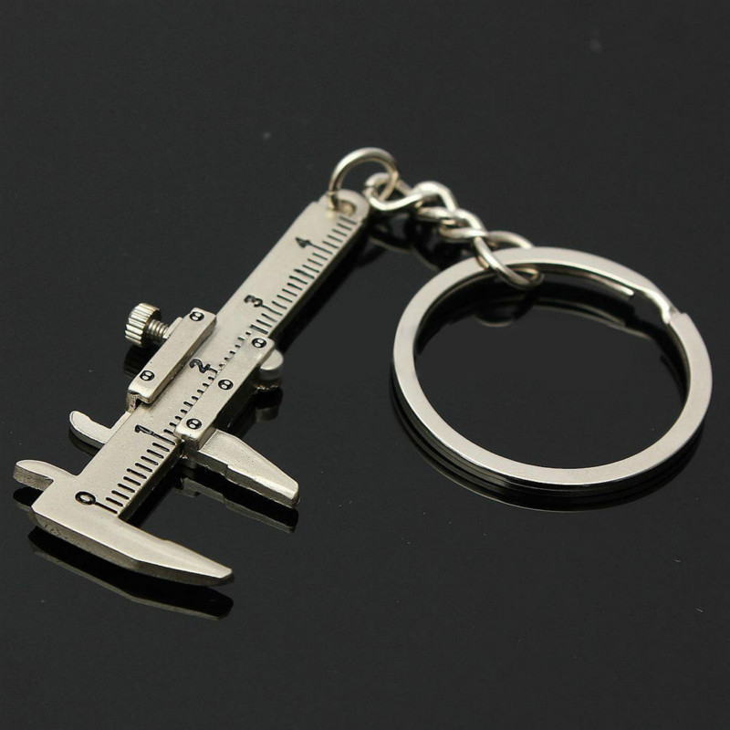 

junerain keyring special novelty simulation movable vernier caliper model slide ruler key chain keyring gift car ornament accessories, Slivery;golden