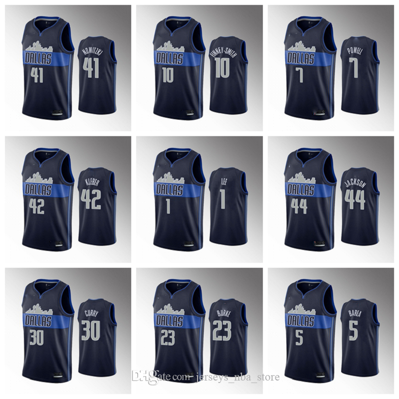 

2020 Dallas Mavericks Men Luka Doncic Kristaps Porzingis Seth Curry Tim Hardaway Jr. Powell Navy Basketball Jersey Barea Jackson, Black;red