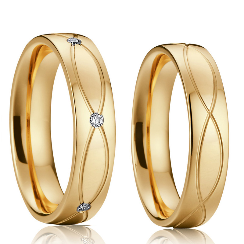 

Vintage Saudi arabia Yellow Gold Plating Stainless steel Jewelry wedding Rings for men and women Couple Alliances Anel anillos