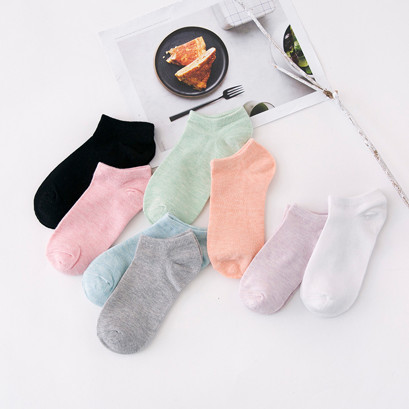 

Socks women's solid color boat socks spring and summer candy color thin section cotton ladies sports cotton, Color1