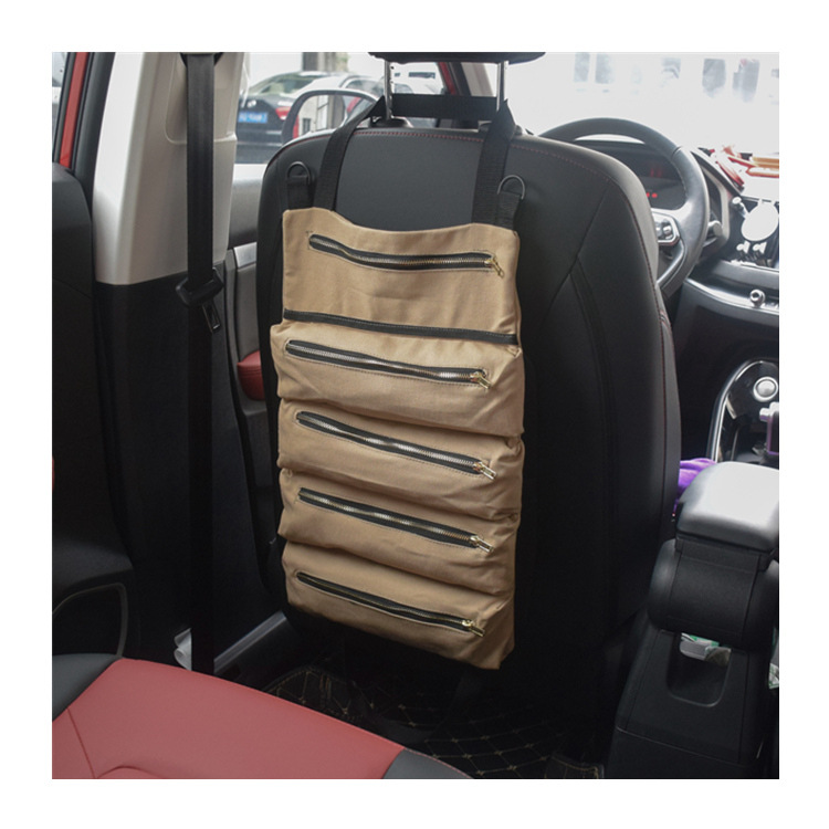 

Car Back Storage Bag Canvas Tool Foldable Roll Bag Car Pliers Electrician Tool Storage Accessories