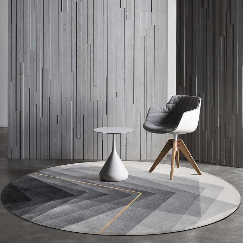 

Gradient Grey with Gold Line Round Carpet Living Room Compute Chair Mat Home Round Rug for Bedroom Cloakroom Nordic Carpet