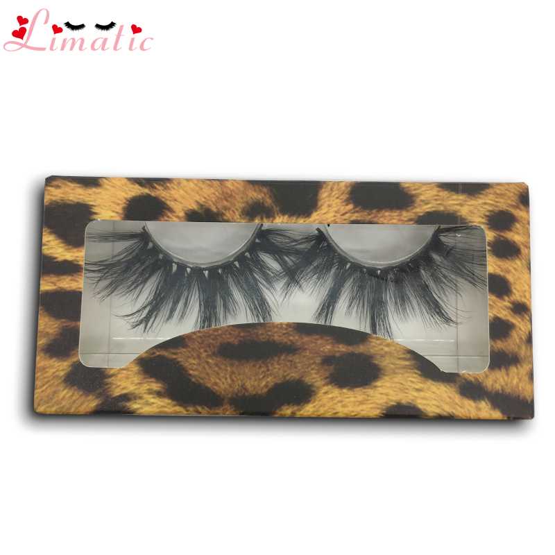 

27mm Mink Eyelashes Full Handmade Wispy Extra Long Fluffy False Lashes With Colorful Paper Box Wholesale