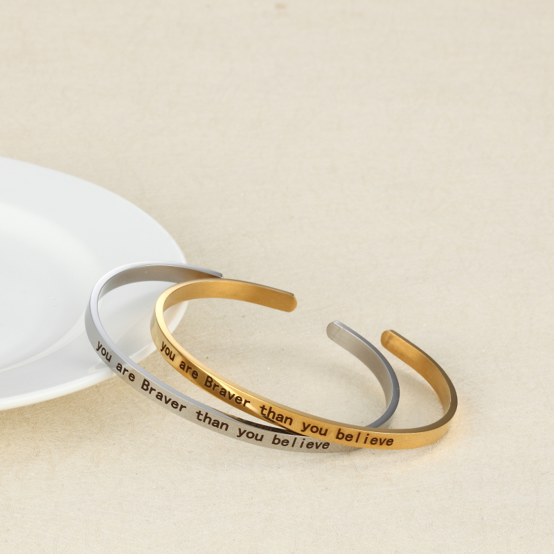

Stainless Steel Bangle Engrave you are Braver than you believe Bangles,5pcs engrave logo bangle 3.5*62mm